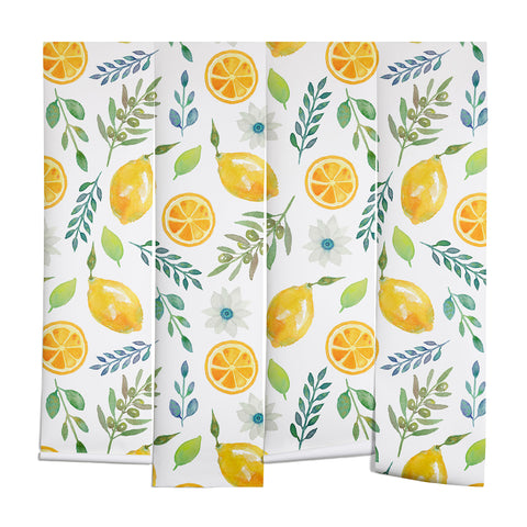 Julia Madoka Watercolor Lemons and Olives Wall Mural