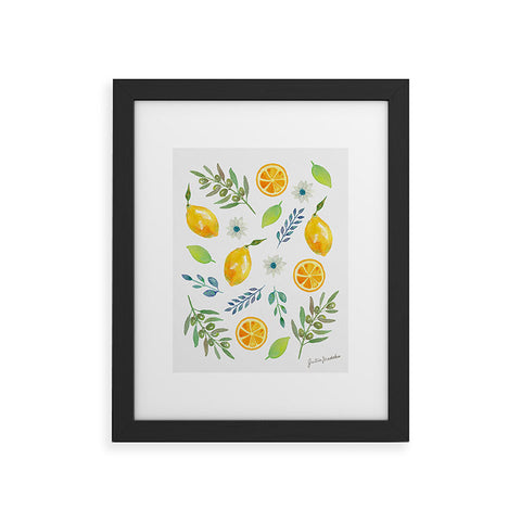 Julia Madoka Watercolor Lemons and Olives Framed Art Print