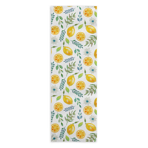 Julia Madoka Watercolor Lemons and Olives Yoga Towel