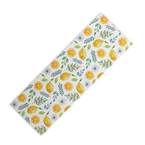 Julia Madoka Watercolor Lemons and Olives Yoga Mat
