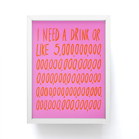 Julia Walck I Need a Drink Pink Framed Mini Art Print