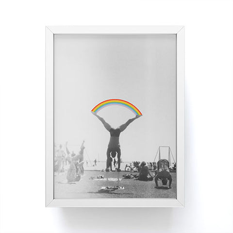 Julia Walck Straddle Rainbow Handstand Framed Mini Art Print