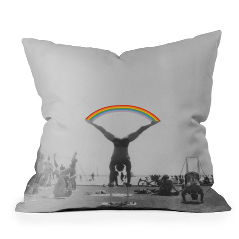 Julia Walck Straddle Rainbow Handstand Throw Pillow