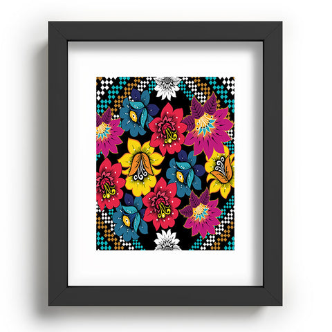 Juliana Curi Black Flower Recessed Framing Rectangle