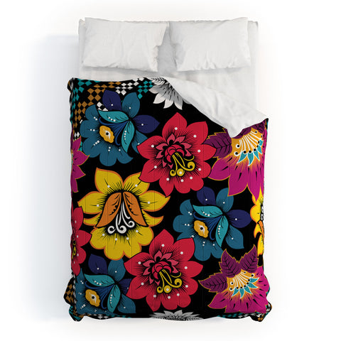 Juliana Curi Black Flower Comforter