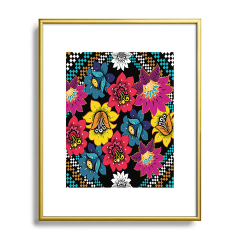 Juliana Curi Black Flower Metal Framed Art Print
