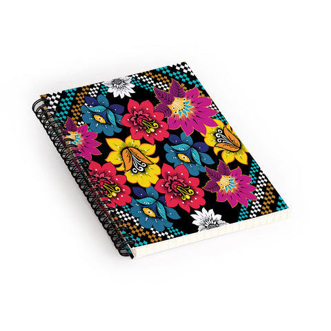 Juliana Curi Black Flower Spiral Notebook