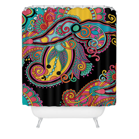 Juliana Curi Black India Shower Curtain