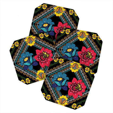 Juliana Curi Black More Flower Coaster Set