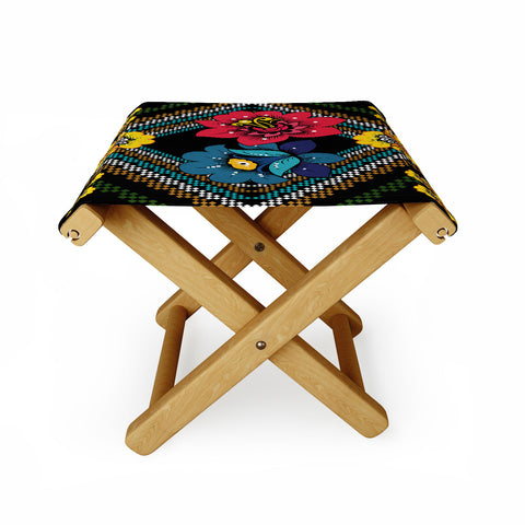 Juliana Curi Black More Flower Folding Stool
