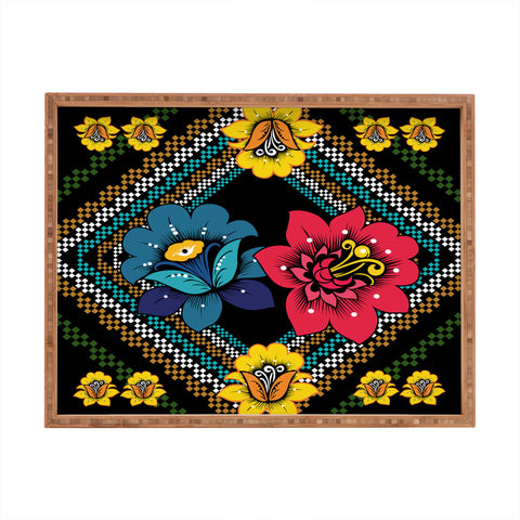 Juliana Curi Black More Flower Rectangular Tray
