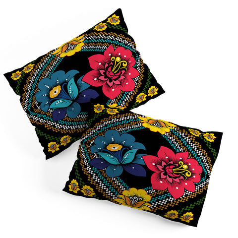 Juliana Curi Black More Flower Pillow Shams