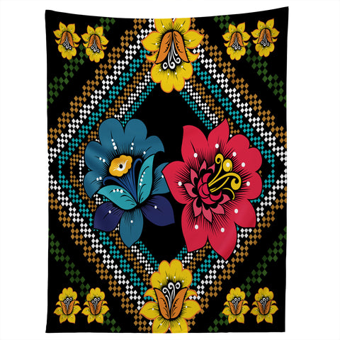 Juliana Curi Black More Flower Tapestry