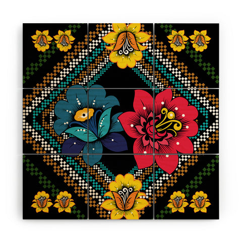 Juliana Curi Black More Flower Wood Wall Mural