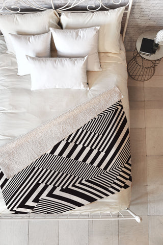 Juliana Curi Blackwhite Stripes Fleece Throw Blanket