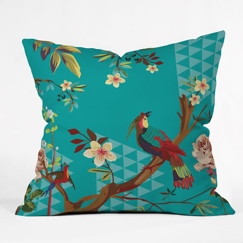 Juliana Curi Chinese Bird Outdoor Throw Pillow