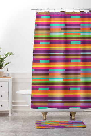 Juliana Curi Color Stripes Shower Curtain And Mat