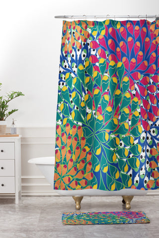 Juliana Curi Flower Dots 2 Shower Curtain And Mat