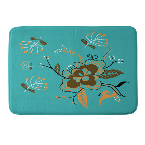 Juliana Curi Flower Turquesa Memory Foam Bath Mat