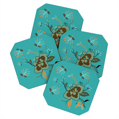 Juliana Curi Flower Turquesa Coaster Set