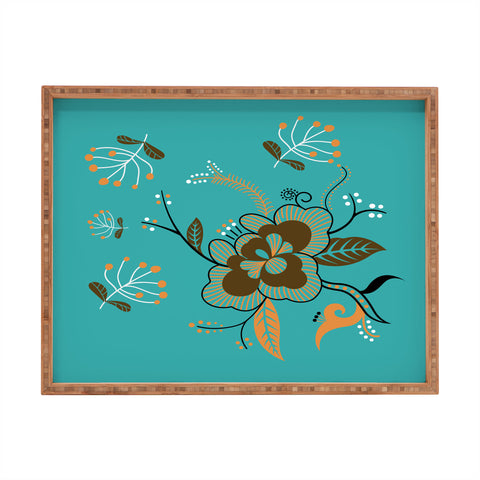 Juliana Curi Flower Turquesa Rectangular Tray