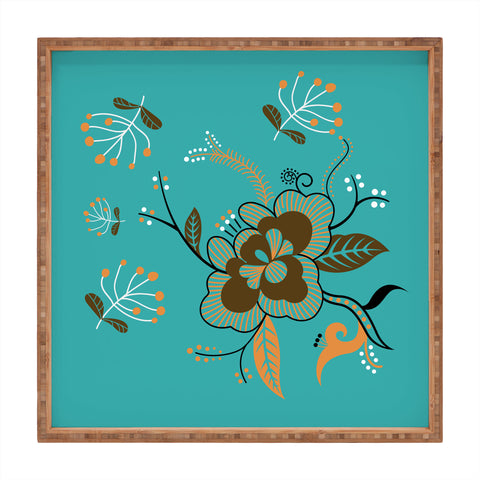 Juliana Curi Flower Turquesa Square Tray