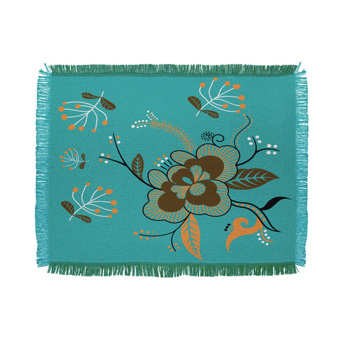 Juliana Curi Flower Turquesa Throw Blanket