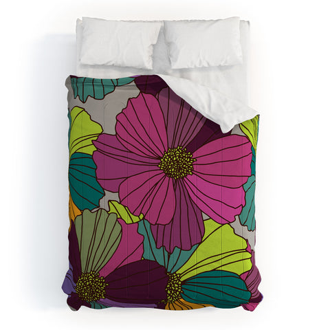 Juliana Curi Gray Flower Comforter