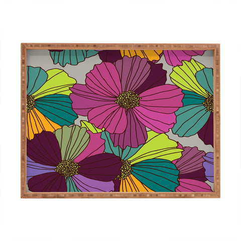 Juliana Curi Gray Flower Rectangular Tray