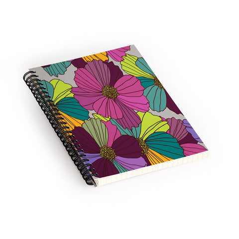 Juliana Curi Gray Flower Spiral Notebook