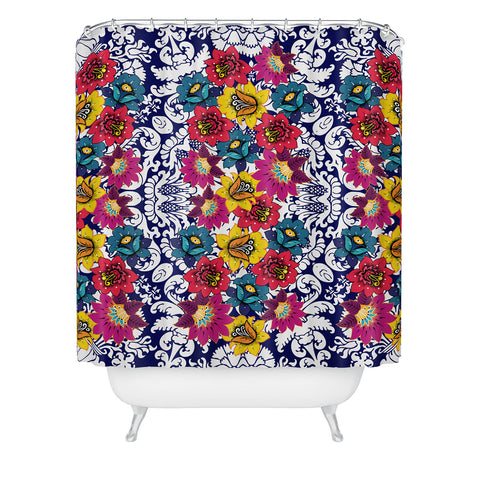 Juliana Curi Klein Blue Flower Shower Curtain