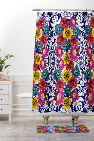 Juliana Curi Klein Blue Flower Shower Curtain And Mat