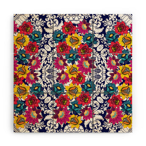 Juliana Curi Klein Blue Flower Wood Wall Mural