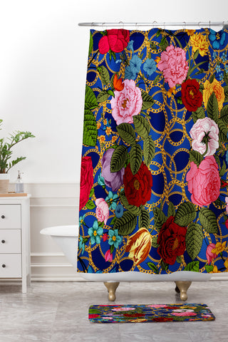 Juliana Curi Luxury Blue Shower Curtain And Mat