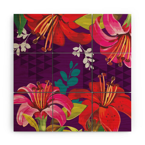 Juliana Curi Mix Flower 3 Wood Wall Mural