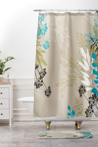 Juliana Curi Natural Leaves Shower Curtain And Mat