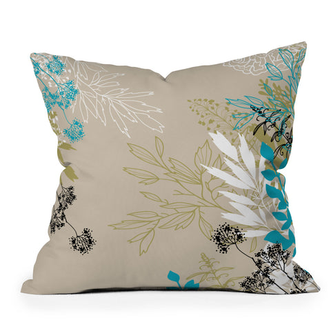 Juliana Curi Natural Leaves Throw Pillow