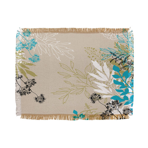 Juliana Curi Natural Leaves Throw Blanket