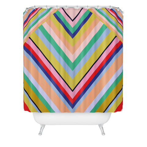 Juliana Curi Stripes Rainbow Shower Curtain