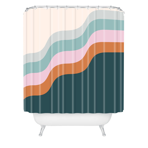June Journal Abstract Diagonal Waves in Tea Shower Curtain