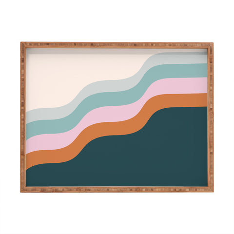 June Journal Abstract Diagonal Waves in Teal Rectangular Tray