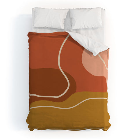 June Journal Abstract Organic Shapes in Zen Duvet Cover