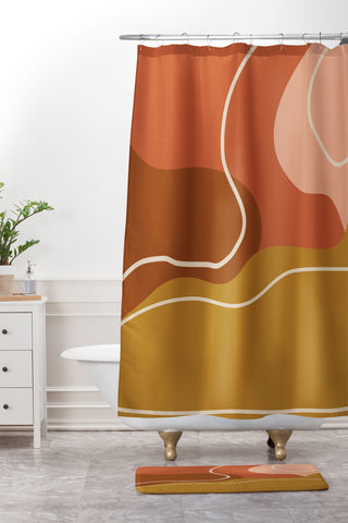 June Journal Abstract Organic Shapes in Zen Shower Curtain And Mat
