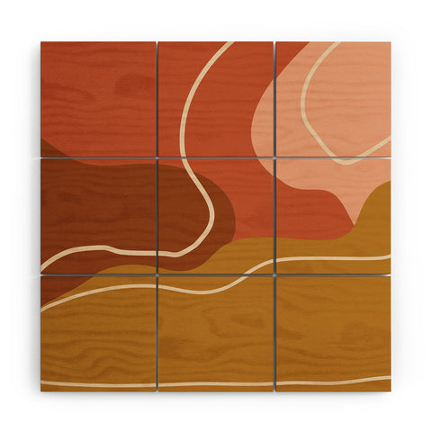 June Journal Abstract Organic Shapes in Zen Wood Wall Mural