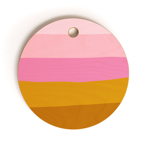 June Journal Abstract Organic Stripes Cutting Board Round
