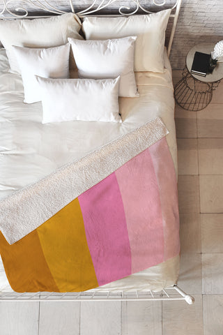 June Journal Abstract Organic Stripes Fleece Throw Blanket