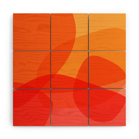 June Journal Abstract Warm Color Shapes Wood Wall Mural