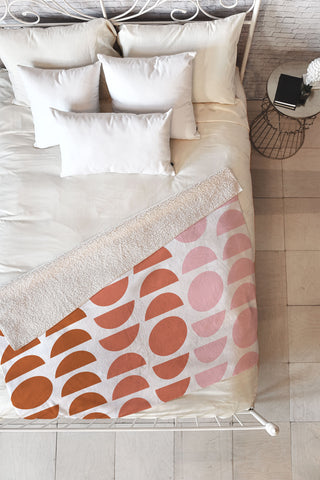 June Journal Blush and Terracotta Circles Fleece Throw Blanket
