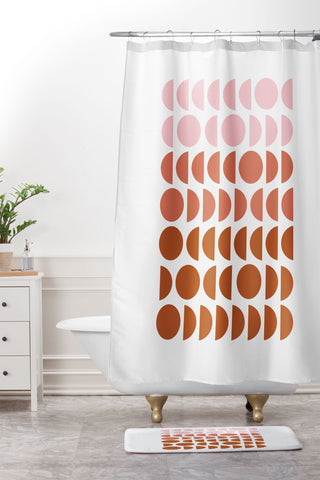 June Journal Blush and Terracotta Circles Shower Curtain And Mat