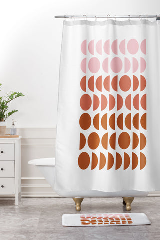 June Journal Blush and Terracotta Circles Shower Curtain And Mat